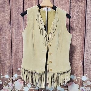 Vintage LEW MAGRAM SUEDE FRINGED VEST SZ SMALL